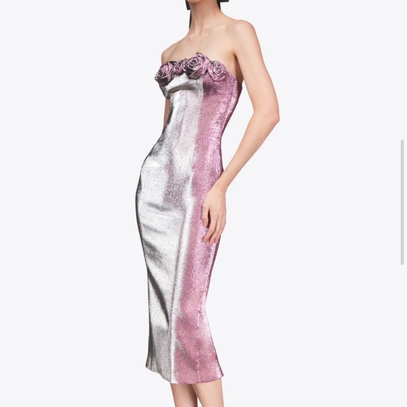 AREA Strapless Pink and Silver Dress - Picture 3 of 6